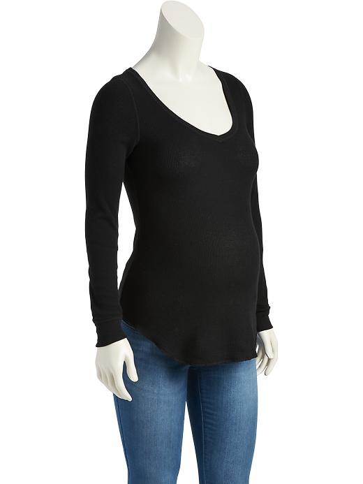 Old Navy Waffle Knit V Neck Tee Size L - Black