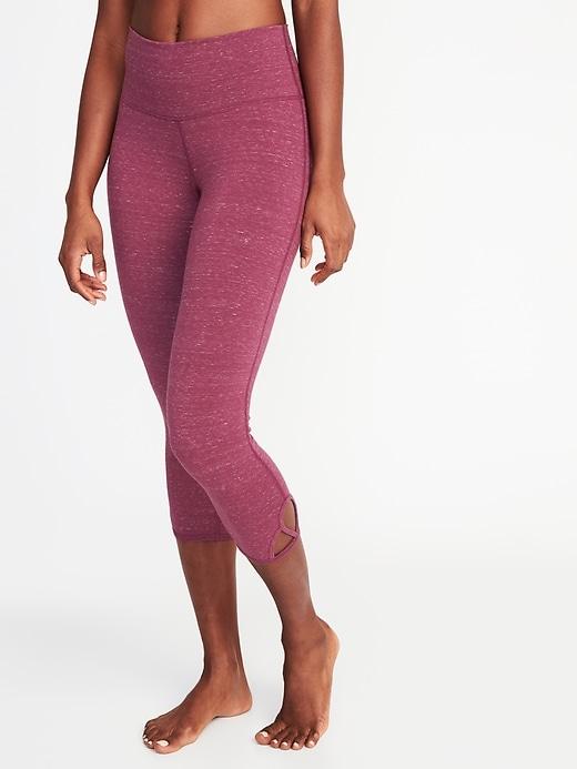 Old Navy Womens High-rise Scallop-cutout Yoga Crops For Women Winter Plum Size Xxl