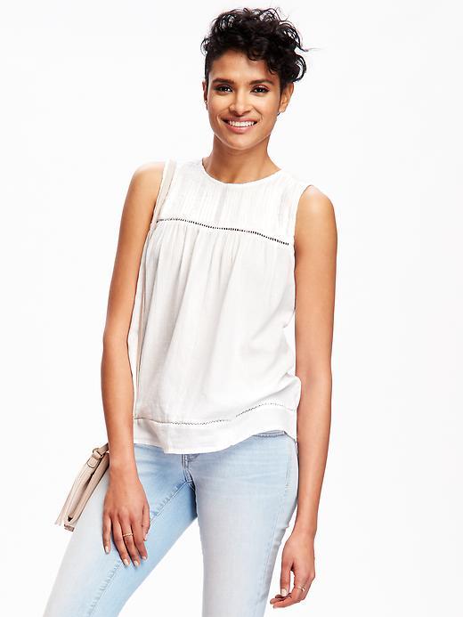 Old Navy Pintuck Sleeveless Blouse For Women - Whipped Cream