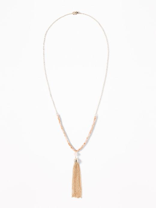 Old Navy Womens Beaded Tassel-chain Pendant For Women Dark Blue Size One Size