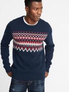 Old Navy Mens Fair Isle Crew-neck Sweater For Men Navy Heather Size M