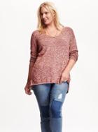 Old Navy Womens Plus Marled Classic V Neck Sweater - Red Marl