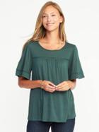 Old Navy Eyelet Trim Flutter Sleeve Swing Top For Women - Fir Ever