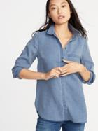 Old Navy Womens Relaxed Tencel Shirt For Women Mariana Trench Size Xs