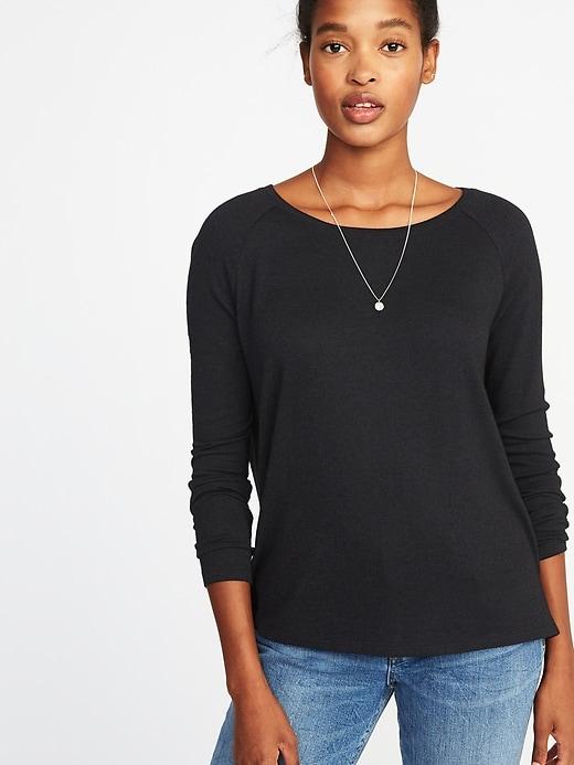 Old Navy Womens Luxe Raglan Scoop-neck Top For Women Dark Charcoal Gray Size Xs