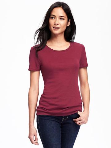 Old Navy Fitted Crew Neck Tee For Women - Borscht