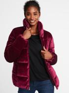 Old Navy Womens Quilted Velvet Jacket For Women Wine Purple Size M