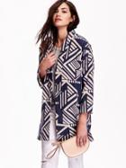 Old Navy Open Front Patterned Coat - Navy Blue Combo