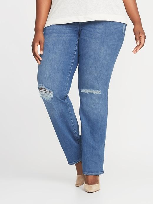 Old Navy Womens High-rise Plus-size Rockstar Pull-on Boot-cut Jeans Medium Wash Size 16