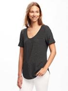 Old Navy Luxe Curved Hem Tee For Women - O.n. New Black Stripe
