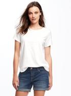 Old Navy Everywear Relaxed Crew Neck Tee For Women - Cream