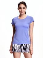 Old Navy Go Dry Short Sleeve Run Top For Women - Peri Parade Polyester