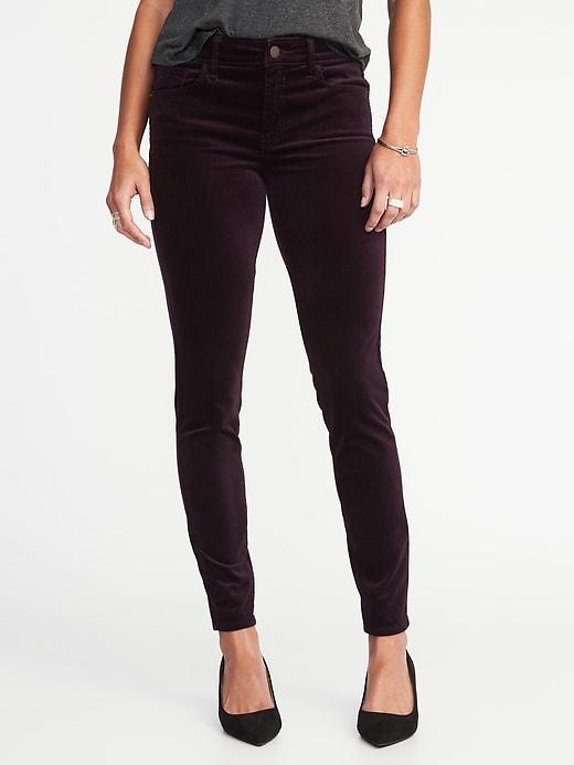 Old Navy Womens Mid-rise Rockstar Super Skinny Velvet Pants Wine Purple Size 10