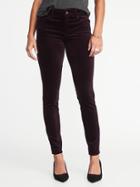 Old Navy Womens Mid-rise Rockstar Super Skinny Velvet Pants Wine Purple Size 10