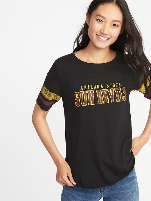 Old Navy Womens College-team Graphic Sleeve-stripe Tee For Women Arizona State Size Xs