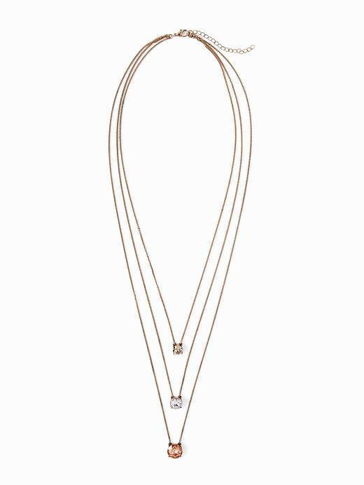 Old Navy Crystal Layered Necklace For Women - Coral Blush