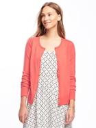 Old Navy Button Front Crew Neck Cardi For Women - Coral Tropics