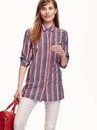 Old Navy Womens Striped Button Front Tunic Size L Tall - Blue Multi Stripe