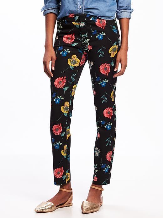 Old Navy Mid Rise Pixie Ankle Pants For Women - Black Floral
