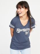 Old Navy Womens Mlb Team V-neck Tee For Women Milwaukee Brewers Size M