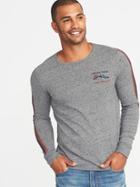 Old Navy Mens Head For The Hills Sleeve-stripe Graphic Tee For Men Medium Gray Size M