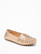 Old Navy Womens Laser-cut Driving Moccasins For Women Metallic Gold Size 8