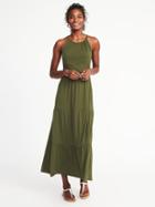 Old Navy Womens High-neck Waist-defined Maxi Dress For Women Matcha Green Size Xxl