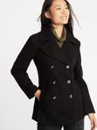 Old Navy Womens Brushed Flannel Peacoat For Women Black Size L