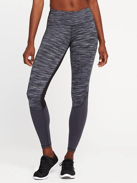 Old Navy Go Dry Mid Rise Color Block Leggings For Women - Neutral