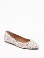 Old Navy Womens Printed Pointy-toe Ballet Flats For Women Neutral Floral Size 7