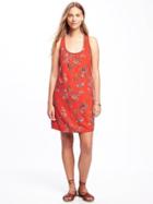 Old Navy Twist Back Shift Dress For Women - Red Print