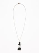 Old Navy Womens Beaded-tassel Pendant Necklace For Women Black White Stripe Size One Size