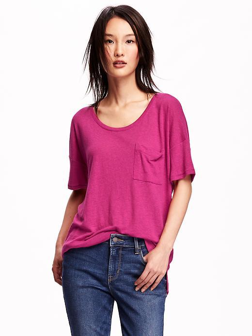 Old Navy Short Sleeve Linen Blend Boyfriend Tee For Women - First Kiss