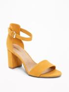 Old Navy Womens Sueded Block-heel Sandals For Women Mustard Size 7