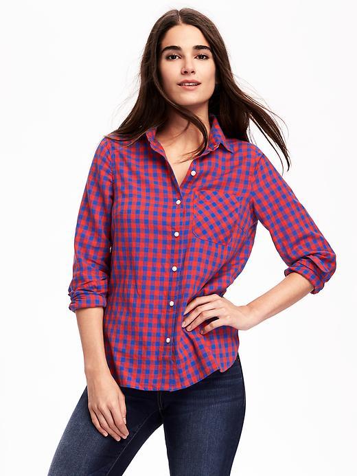 Old Navy Classic Gingham Shirt For Women - Red Gingham