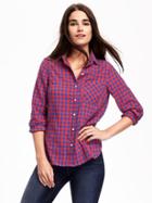 Old Navy Classic Gingham Shirt For Women - Red Gingham
