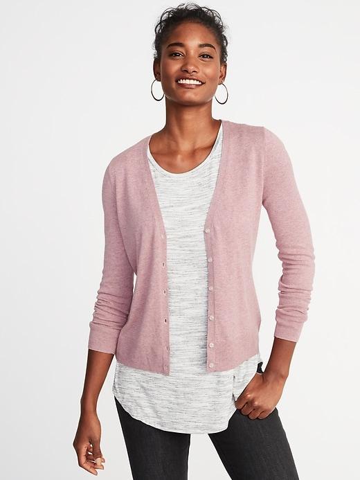 Old Navy Womens V-neck Button-front Cardi For Women Heather Pink Size Xs