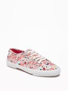 Old Navy Canvas Sneakers For Women - Coral Ditsy Floral