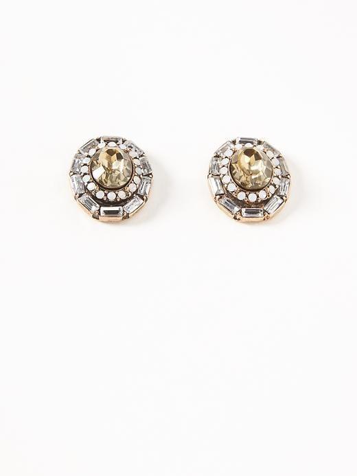Oval Crystal-stud Earrings For Women