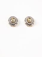 Oval Crystal-stud Earrings For Women