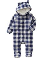 Old Navy Performance Fleece Bear One Piece - Blue Plaid