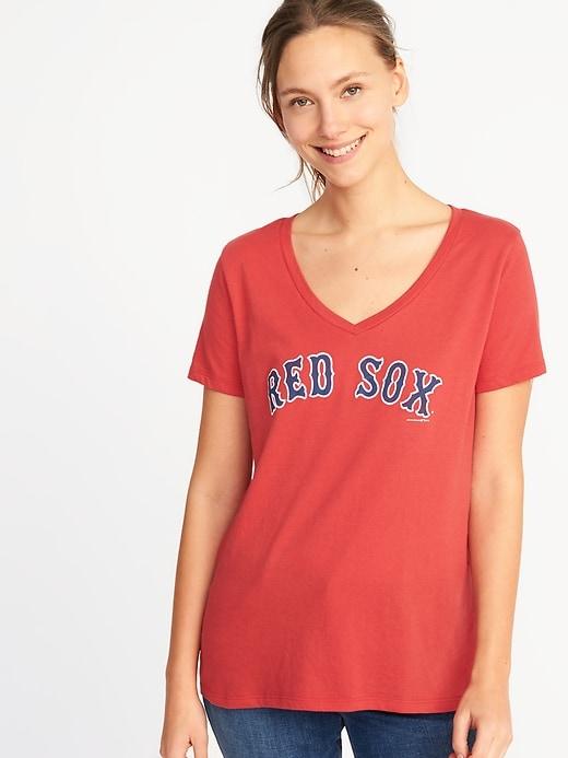 Old Navy Womens Mlb Team Graphic V-neck Tee For Women Boston Red Sox Size Xs