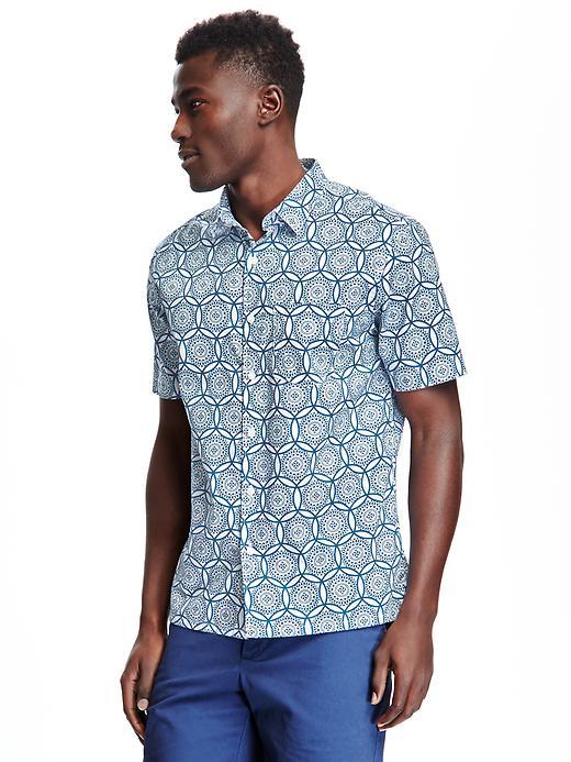 Old Navy Slim Fit Printed Shirt For Men - Blue Monaco