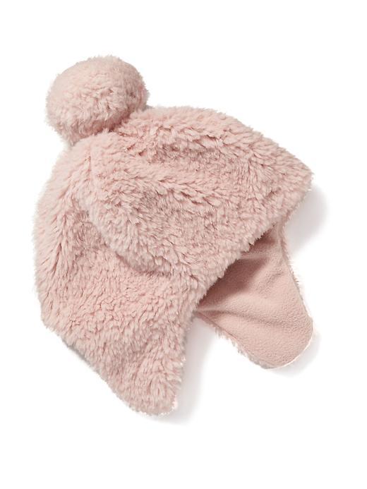 Old Navy Furry Pom Pom Beanie Size L - Pink Elephant