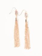 Old Navy Crystal Baguette Tassel Drop Earrings For Women - Rose Gold