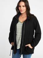 Old Navy Womens Plus-size Linen-blend Field Jacket Black Size 3x