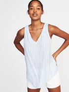 Old Navy Womens Relaxed Sleeveless Cutout-back Top For Women Blue/white Stripe Size L