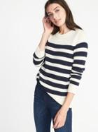 Old Navy Womens Striped Crew-neck Sweater For Women Navy Stripe Size Xl