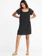 Old Navy Womens Crochet-sleeve Shift Dress For Women Blackjack Size L