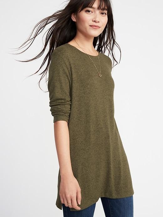 Old Navy Womens Relaxed Plush-knit Tunic Tee For Women Hunter Pines Size M